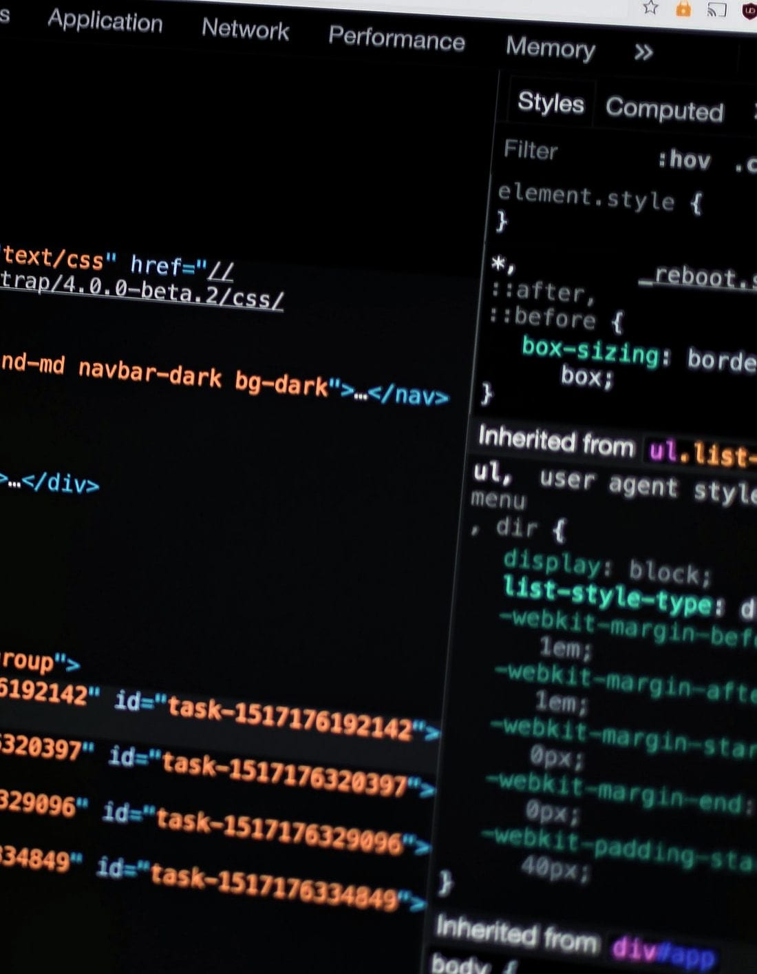 Browser developer tools open over a page's markup