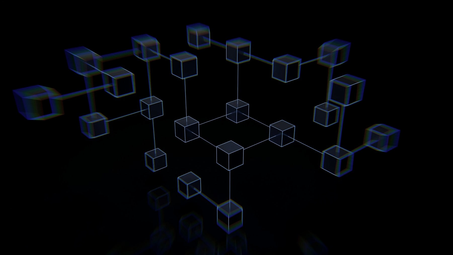 A network of linked nodes rendered on a dark ground